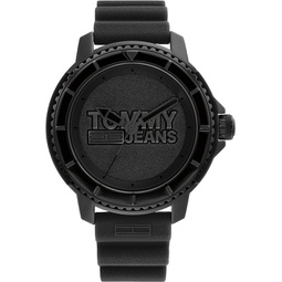 Tommy Hilfiger Mens Quartz Plastic and Silicone Strap Watch, Color: Black (Model: 1792001)