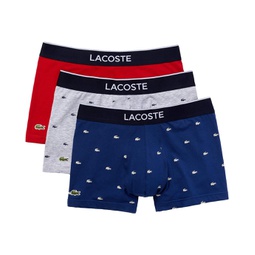 Mens Lacoste Trunks 3-Pack Casual Lifestyle All Over Print Croc