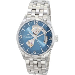 Hamilton Watch Jazzmaster Open Heart Swiss Automatic Watch 42mm Case, Blue Dial, Silver Stainless Steel Bracelet (Model: H32705142)