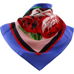 Versace Jeans COUTURE Silk Scarf with Blue Roses Logo in Silk 74HA7H02ZG156 PW3, blue, One size