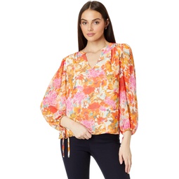 Vince Camuto V Neck Blouse With Puff Sleeve