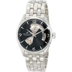 Hamilton Watch Jazzmaster Open Heart Swiss Automatic Watch 42mm Case, Black Dial, Silver Stainless Steel Bracelet (Model: H32705131)