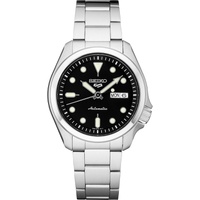 SEIKO Mens Automatic 5 Sports Stainless Steel Bracelet Watch 43mm, Black