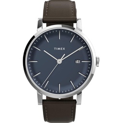 Timex Mens Analogue Watch with a Leather Strap Midtown