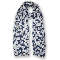 KATIE LOXTON Metallic Foil Womens One Size Fits Most Fashion Scarf Navy Scattered Heart Print