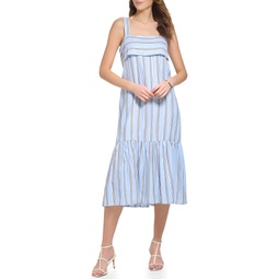 Womens DKNY Sleeveless Lurex Stripe Dress