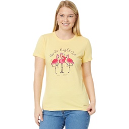 Life is Good Girls Night Out Flamingo Short Sleeve Crusher Tee