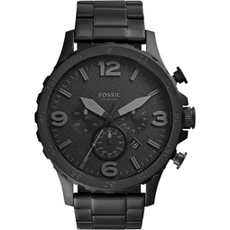 Fossil Mens Nate Quartz Stainless Steel Chronograph Watch, Color: Black (Model: JR1401)