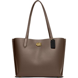 Coach Polished Pebble Leather Willow Tote, Dark Stone