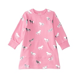 Hatley Kids Silver Horse Sweatshirt Dress (Toddler/Little Kids/Big Kids)