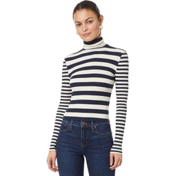 Madewell Cropped Turtleneck Top in Contrasting Stripe