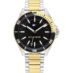 Tommy Hilfiger Mens Two Tone Stainless Steel & Multicolor Aluminum Case and Link Bracelet Watch, Color: Two Tone (Model: 1792013)
