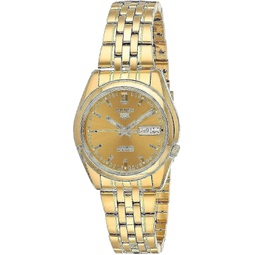 SEIKO Mens SNK366K 5 Automatic Gold Dial Gold-Tone Stainless Steel Watch
