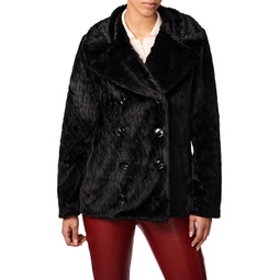 Bernardo Fashions Double-Breasted Faux Fur Jacket