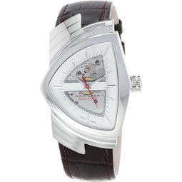 Hamilton Watch Ventura Swiss Automatic Watch 34.7mm x 53.5mm Case, Silver Dial, Brown Leather Strap (Model: H24515551)