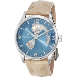 Hamilton Watch Jazzmaster Open Heart Swiss Automatic Watch 42mm Case, Blue Dial, Beige Leather Strap (Model: H32705842)