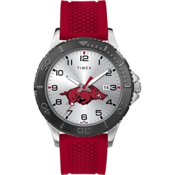 Timex Tribute Mens Collegiate Gamer 42mm Watch Razorbacks with Red Silicone Strap
