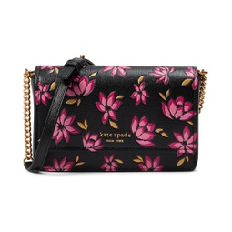 Kate Spade New York Morgan Winter Blooms Embossed Saffiano Leather Flap Chain Wallet