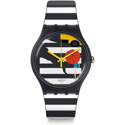 Swatch Mens Originals SUOM108 Black Multi Rubber Analog Quartz Fashion Watch