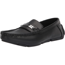 Calvin Klein Mens MERVE Driving Style Loafer, Black Tumbled Leather 967, 11