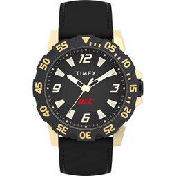 Timex UFC Mens Champ 42mm Watch - Black Strap Black Dial Gold-Tone Case