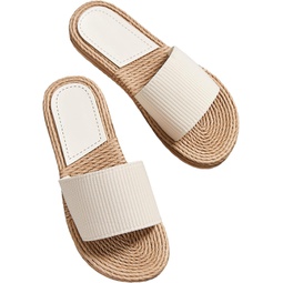 Verdusa Womens Open Toe Flat Sandals Espadrille Slides Summer Sandals
