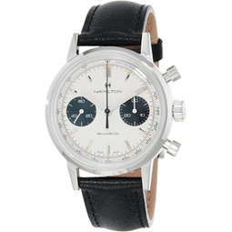 Hamilton Watch American Classic Intra-Matic Mechanical Chronograph H Watch 40mm Case, White Dial, Black Leather Strap (Model: H38429710)
