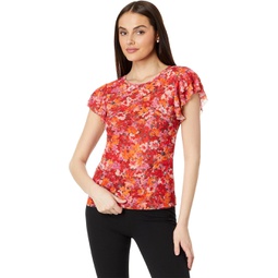 Vince Camuto Crew Neck Blouse W Ruffle Sleeves