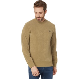 Mens Fred Perry Towelling Crew Neck Sweatshirt