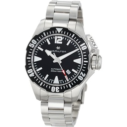 Hamilton Watch Khaki Navy Frogman Swiss Automatic Watch 42mm Case, Black Dial, Silver Stainless Steel Bracelet (Model: H77605135)
