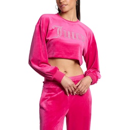 Womens Juicy Couture Balloon Sleeve Pullover with Front Bling
