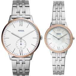 Fossil His and Hers Watch Gift Set, Mens and Womens Stainless Steel Watch Set
