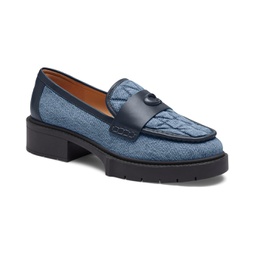 Womens COACH Leah Quilted Denim Loafer