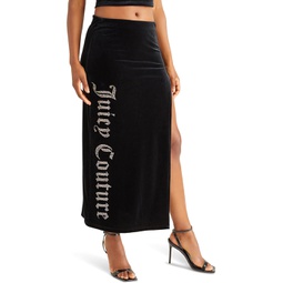 Womens Juicy Couture Maxi Skirt with Slit and Bling