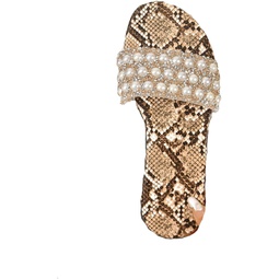 Verdusa Womens Rhinestone Pearls Flat Sandals Open Toe Summer Slides