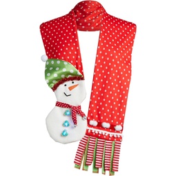 DEMDACO Snowman and Stripes Red One Size Fits Most Polyester Fabric Lit Fashion Scarf