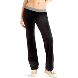 Womens Juicy Couture Pull-On Track Pants with Rib and Bling