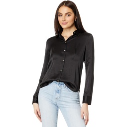 Womens Madewell Darted Button-Up Shirt in Satin