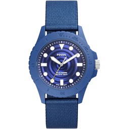 Fossil Mens FB-01 Solar-Powered Eco Plastic Three-Hand Watch, Color: Blue (Model: FS5893)