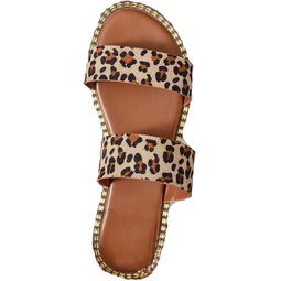 Verdusa Womens Leopard Print Flat Sandals Open Toe Summer Slides Beach Slipper