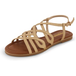 CUSHIONAIRE Womens Joanna flat sandal +Comfort Foam, Wide Widths Available, Gold 7