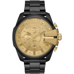 Diesel Mens 51mm Mega Chief Quartz Stainless Steel Chronograph Watch, Color: Black/Gold (Model: DZ4485)