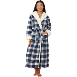 LLBean Scotch Plaid Flannel Sherpa Lined Long Robe
