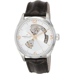 Hamilton Watch Jazzmaster Open Heart Swiss Automatic Watch 42mm Case, Silver Dial, Brown Leather Strap (Model: H32705551)
