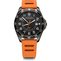 Victorinox FieldForce Sport GMT - Water-Resistant Watch for Men - Black Dial and Orange Rubber Strap