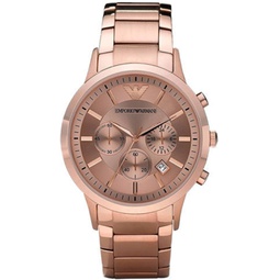 Emporio Armani Mens AR2452 Pink Stainless-Steel Quartz Watch with Pink Dial