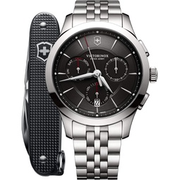 Victorinox Alliance Chronograph Lg, Black dial, Stainless Steel Bracelet with SAK, 241745.1
