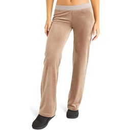 Womens Juicy Couture Rib Waist Velour Pants with Drawcord