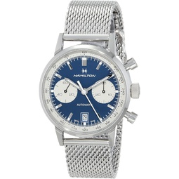 Hamilton Watch American Classic Intra-Matic Swiss Automatic Chronograph Watch 40mm Case, Blue Dial, Silver Stainless Steel 팔찌 (Model: H38416141)