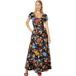 PACT Fit & Flare Crossback Maxi Dress